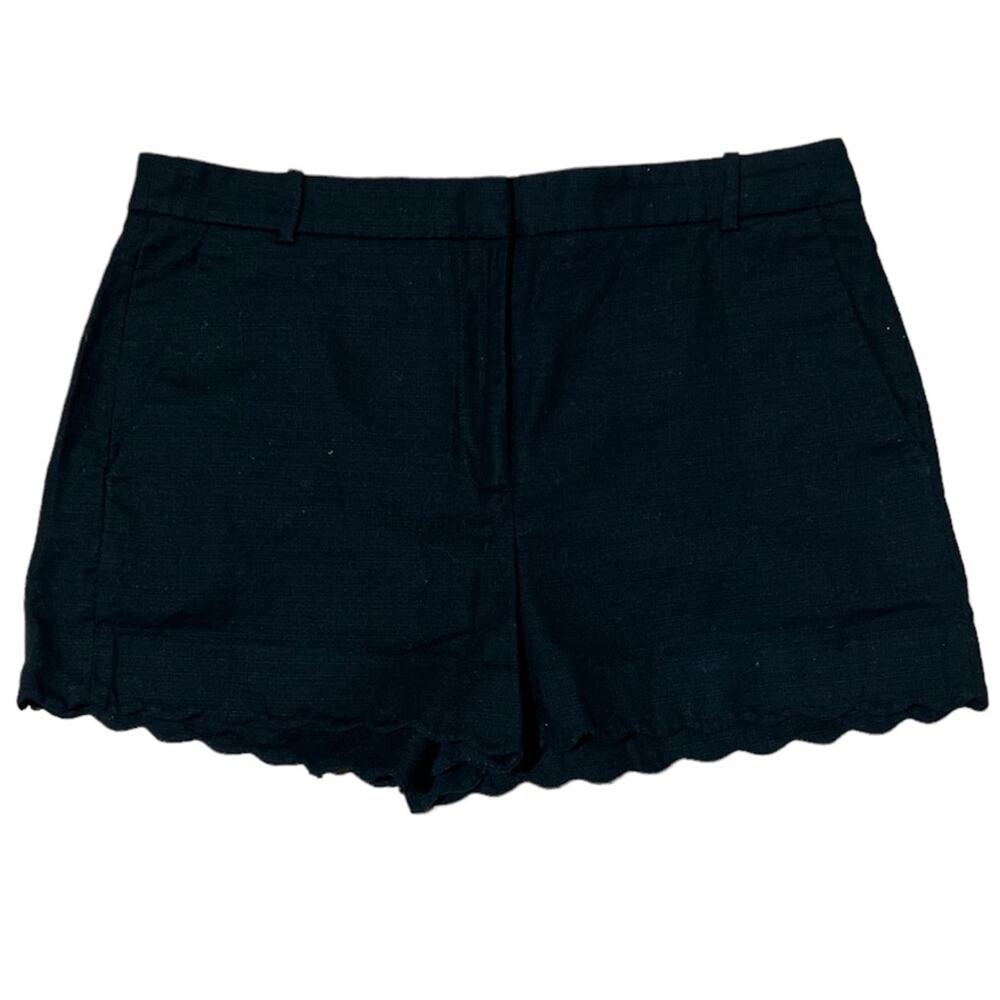 J.Crew Black Cotton Scalloped Shorts